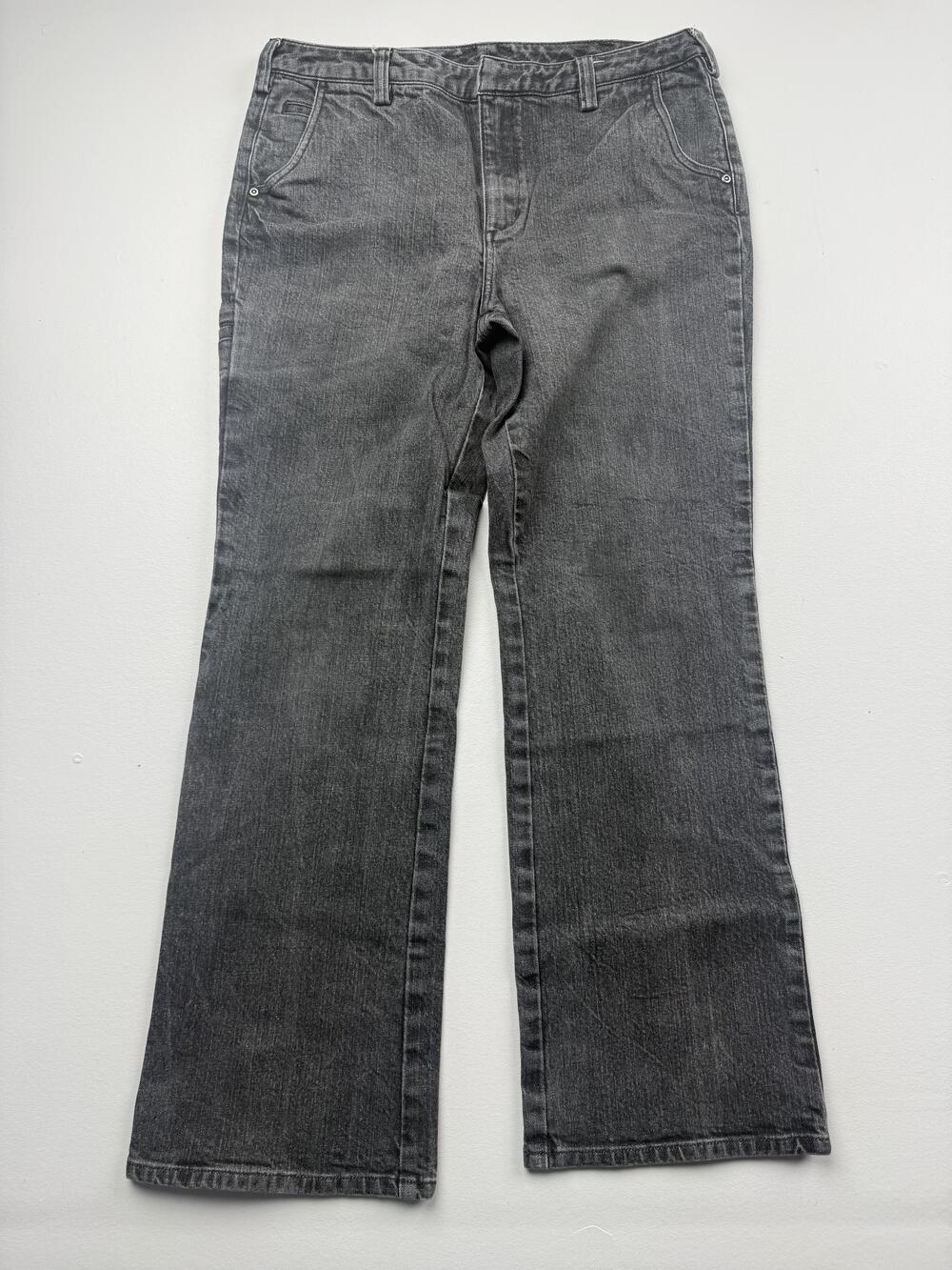 Duluth Trading Co. Jeans Womens 12 x33 Gray Charcoal Wash Relaxed Bootcut
